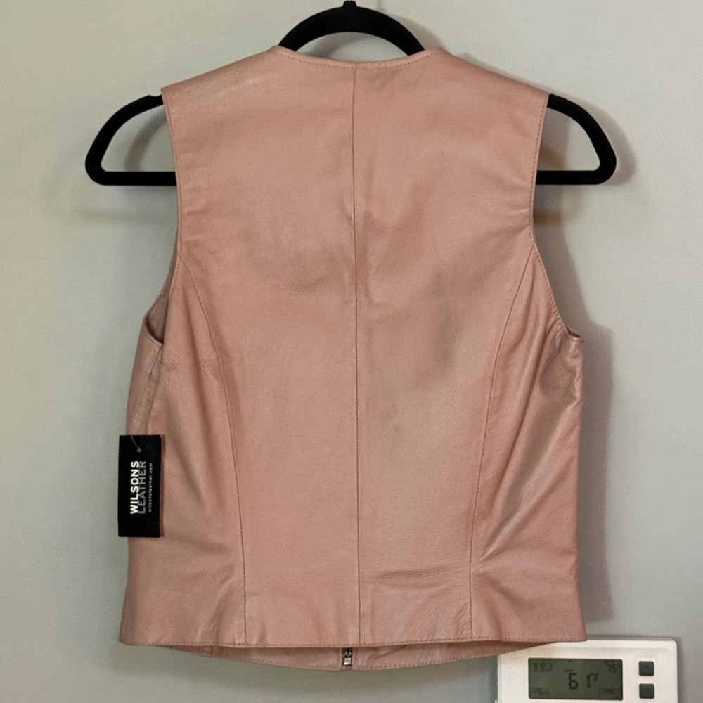Wilsons Leather Pink Faux Leather Vest Pants Set Women's‎ Two Piece Outfit - Picture 4 of 16